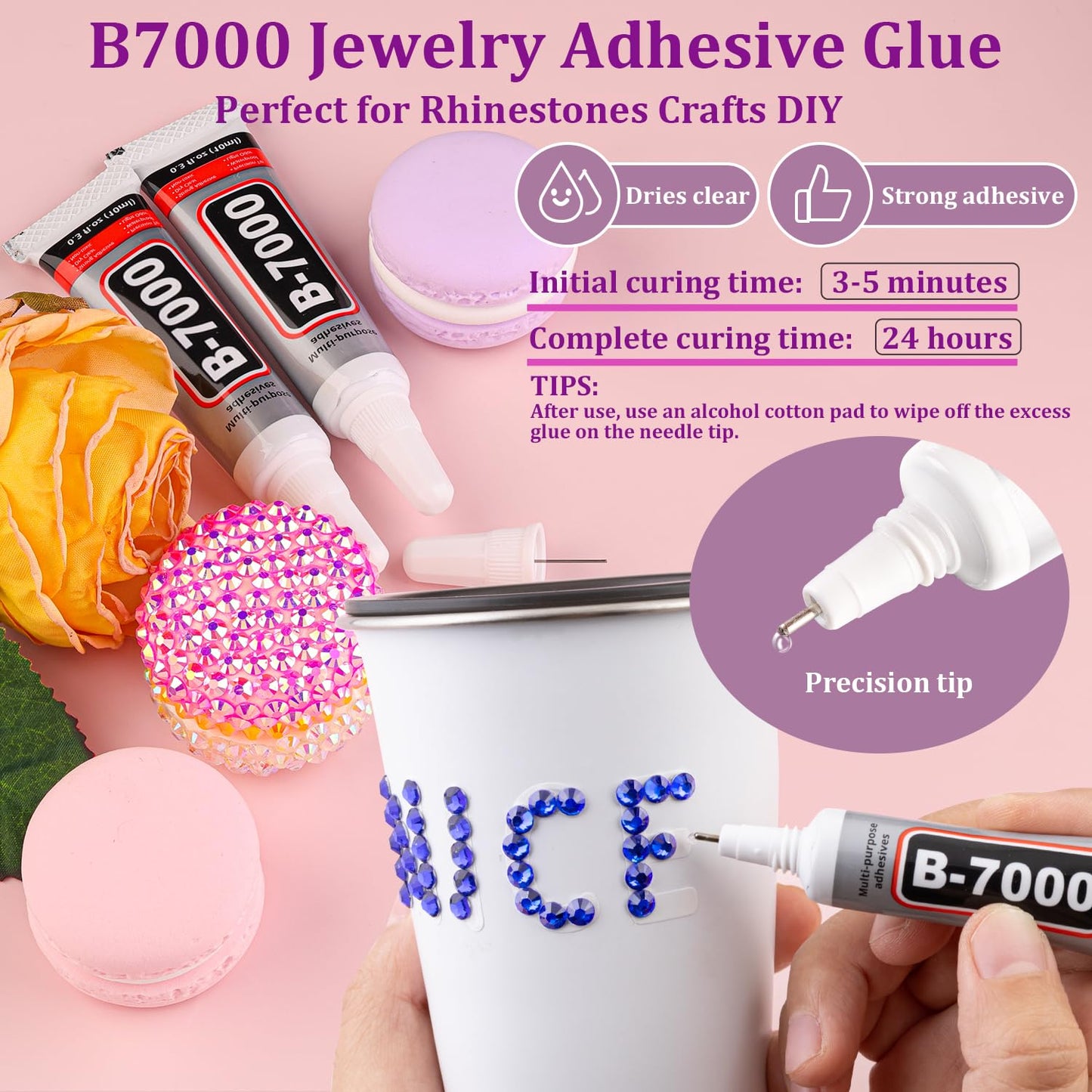 18000Pcs Resin Jelly Rhinestones for Crafting, Multicolor 3mm Flatback Rainbow Gems, Bedazzling Crystal with 3Pcs 10ml B7000 Jewelry Glue for DIY Crafts Clothing Shoes Nail Art