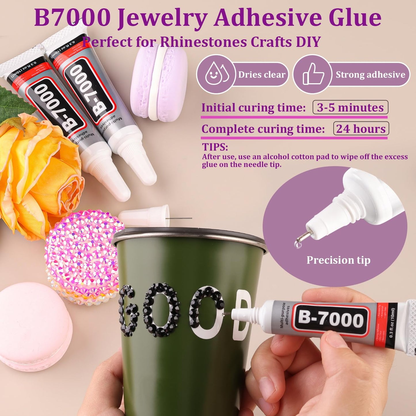 18000Pcs Resin Jelly Rhinestones for Crafting, Multicolor 3mm Flatback Rainbow Gems, Bedazzling Crystal with 3Pcs 10ml B7000 Jewelry Glue for DIY Crafts Clothing Shoes Nail Art