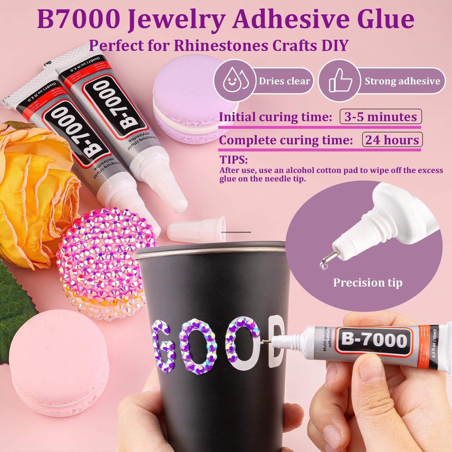 18000Pcs Resin Jelly Rhinestones for Crafting, Multicolor 3mm Flatback Rainbow Gems, Bedazzling Crystal with 3Pcs 10ml B7000 Jewelry Glue for DIY Crafts Clothing Shoes Nail Art