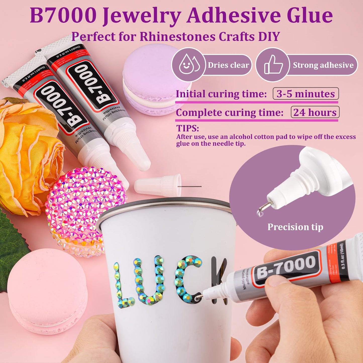 18000Pcs Resin Jelly Rhinestones for Crafting, Multicolor 3mm Flatback Rainbow Gems, Bedazzling Crystal with 3Pcs 10ml B7000 Jewelry Glue for DIY Crafts Clothing Shoes Nail Art