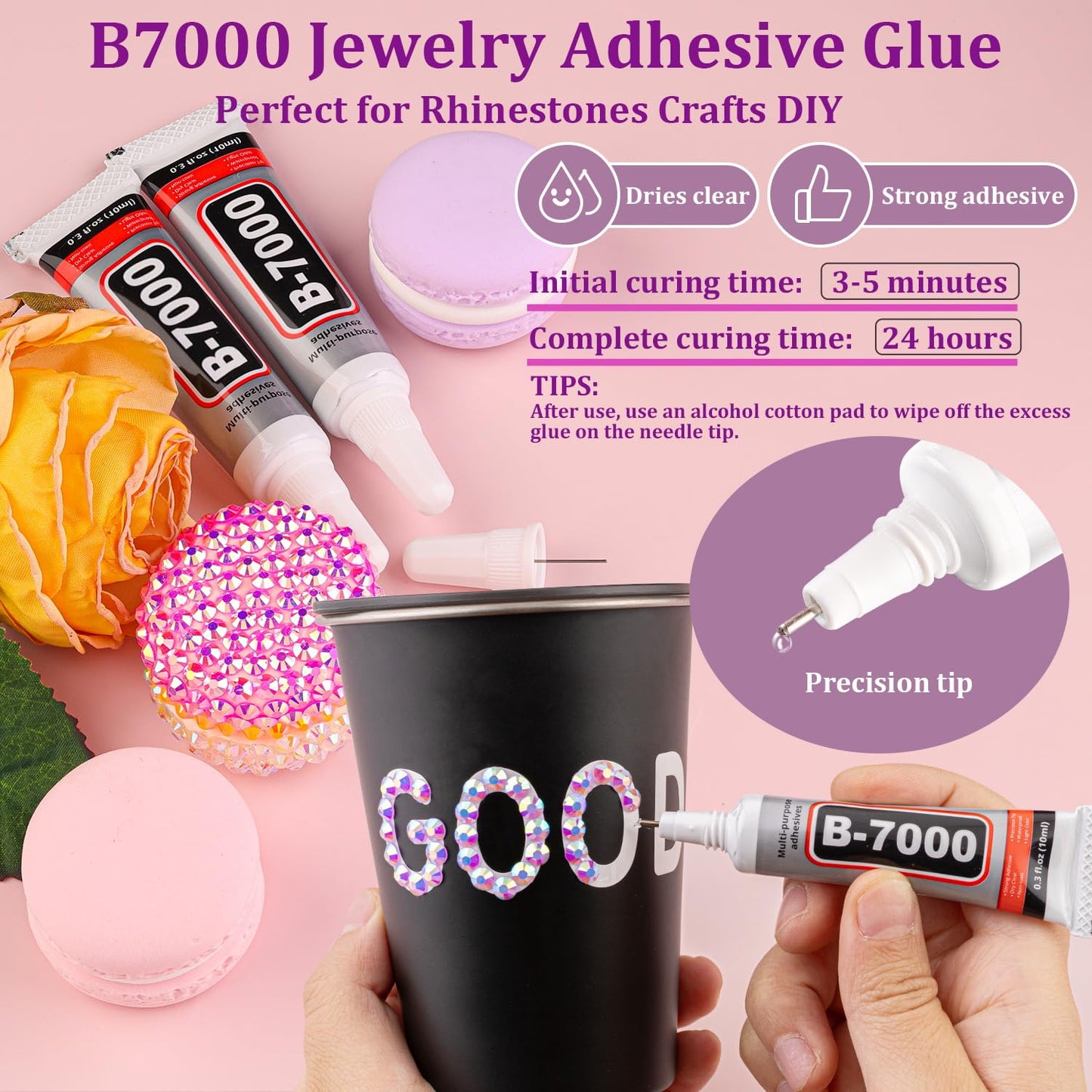 18000Pcs Resin Jelly Rhinestones for Crafting, Multicolor 3mm Flatback Rainbow Gems, Bedazzling Crystal with 3Pcs 10ml B7000 Jewelry Glue for DIY Crafts Clothing Shoes Nail Art