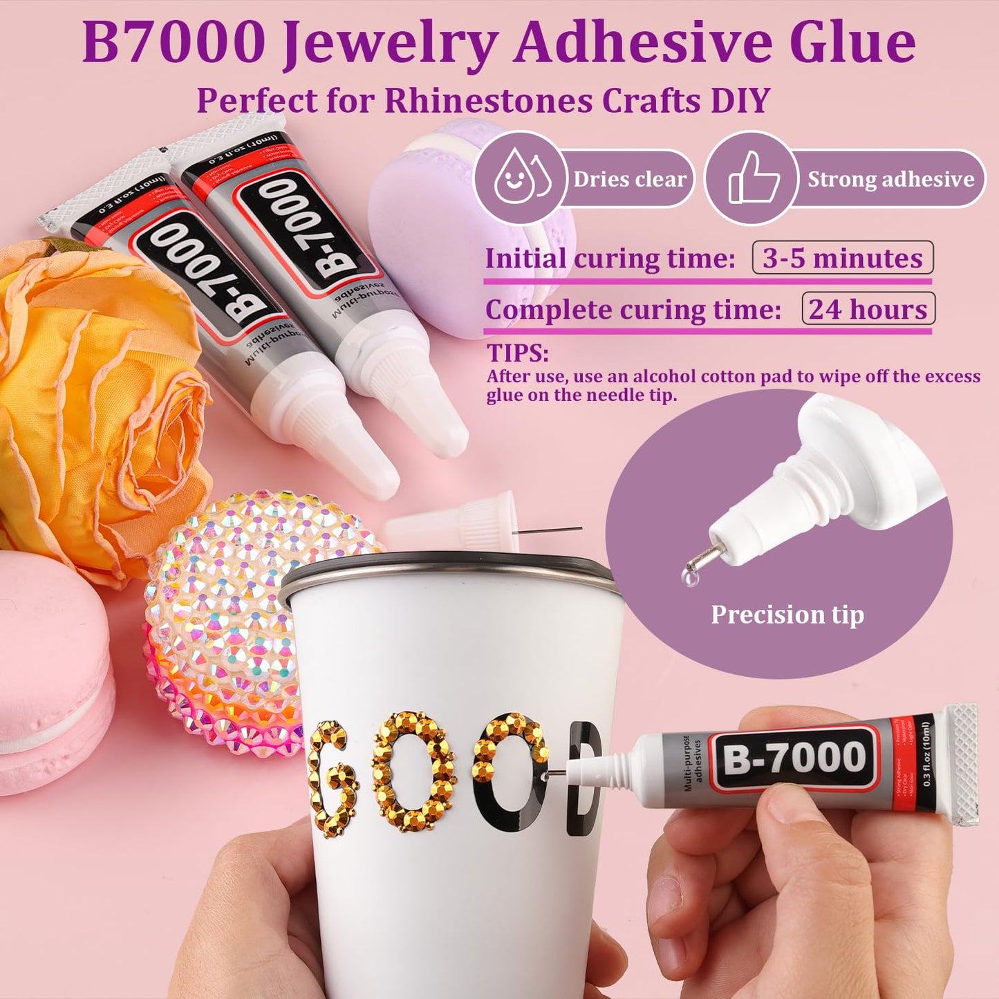 18000Pcs Resin Jelly Rhinestones for Crafting, Multicolor 3mm Flatback Rainbow Gems, Bedazzling Crystal with 3Pcs 10ml B7000 Jewelry Glue for DIY Crafts Clothing Shoes Nail Art