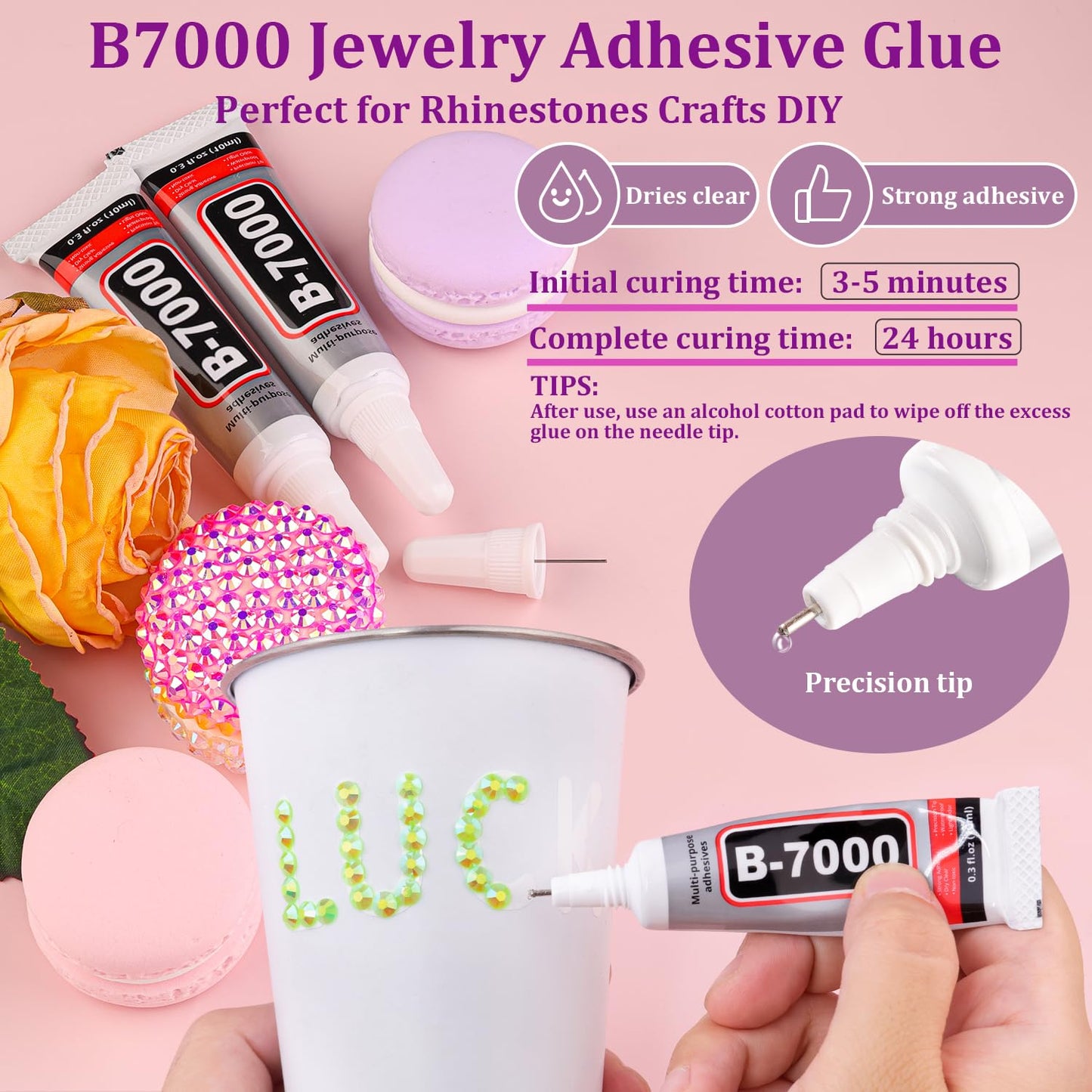 18000Pcs Resin Jelly Rhinestones for Crafting, Multicolor 3mm Flatback Rainbow Gems, Bedazzling Crystal with 3Pcs 10ml B7000 Jewelry Glue for DIY Crafts Clothing Shoes Nail Art