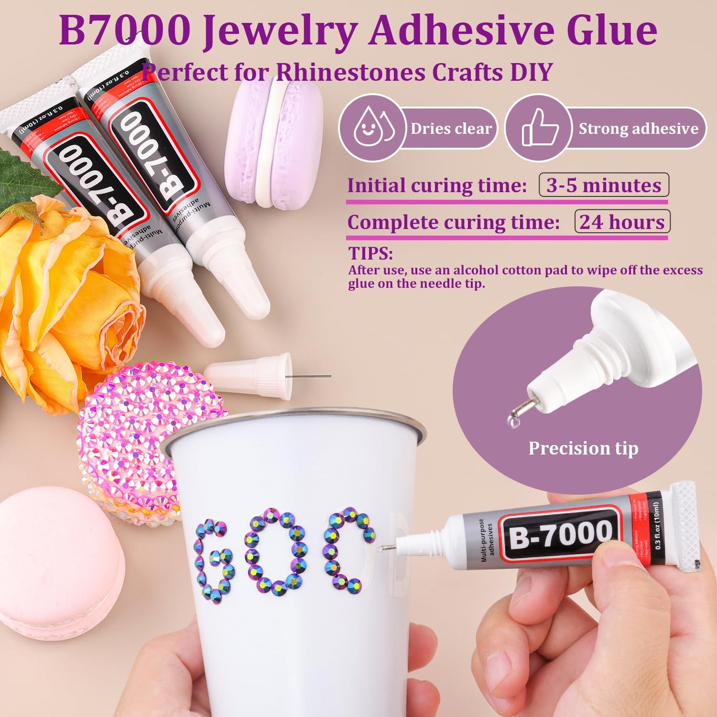 18000Pcs Resin Jelly Rhinestones for Crafting, Multicolor 3mm Flatback Rainbow Gems, Bedazzling Crystal with 3Pcs 10ml B7000 Jewelry Glue for DIY Crafts Clothing Shoes Nail Art