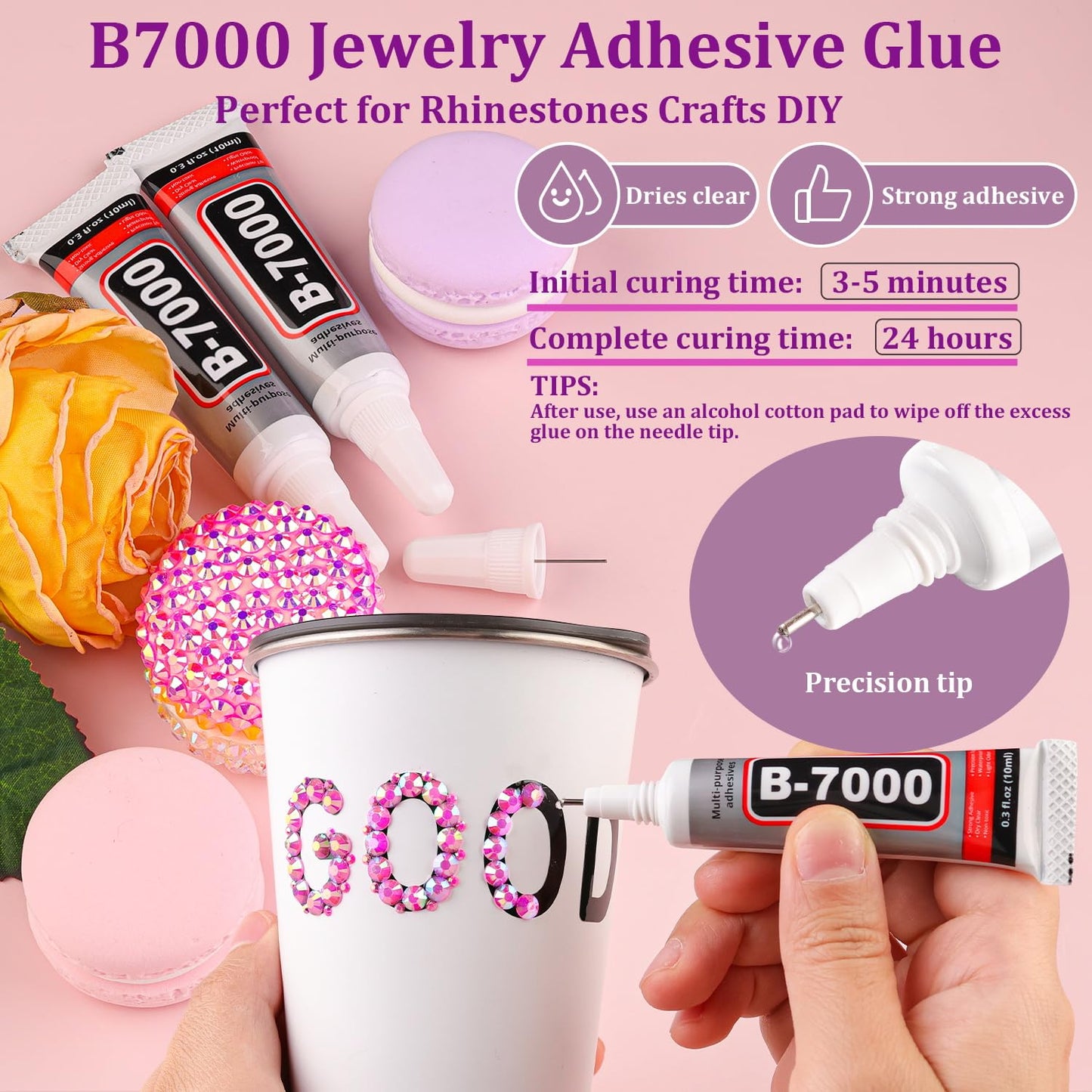 18000Pcs Resin Jelly Rhinestones for Crafting, Multicolor 3mm Flatback Rainbow Gems, Bedazzling Crystal with 3Pcs 10ml B7000 Jewelry Glue for DIY Crafts Clothing Shoes Nail Art