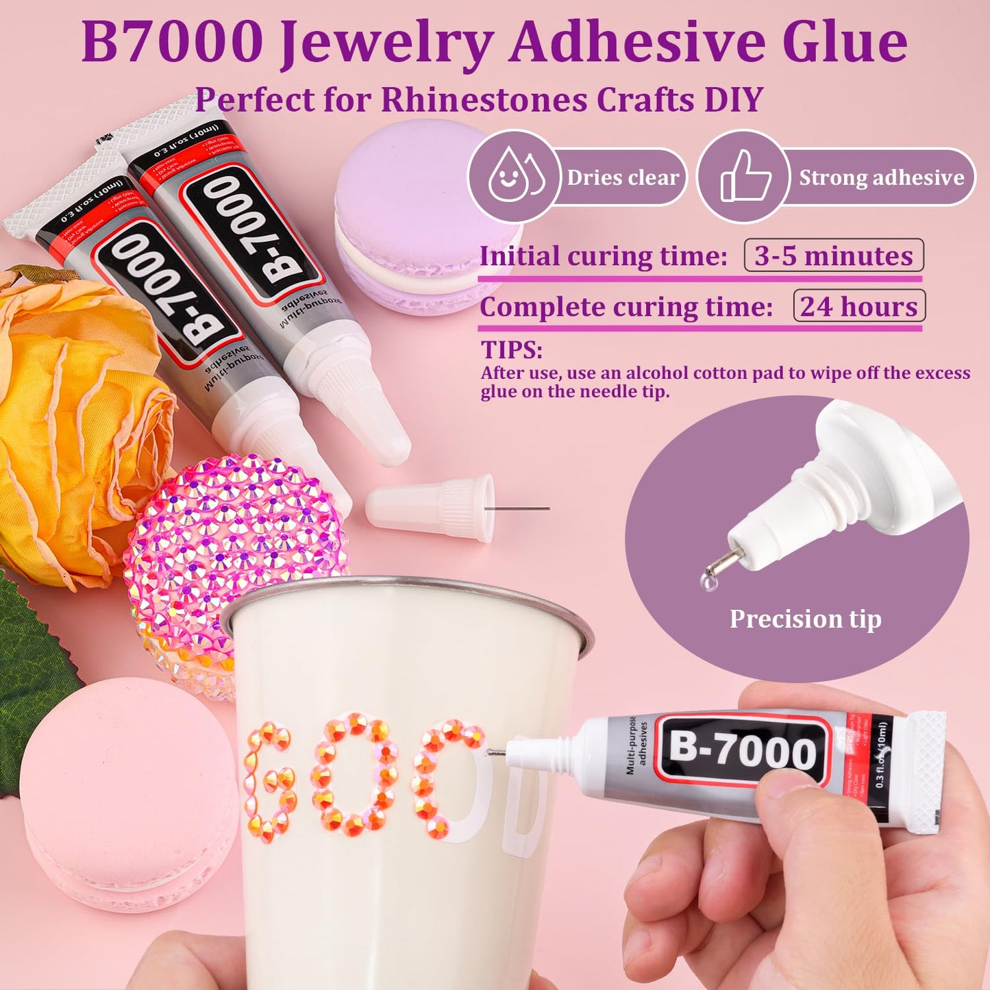 18000Pcs Resin Jelly Rhinestones for Crafting, Multicolor 3mm Flatback Rainbow Gems, Bedazzling Crystal with 3Pcs 10ml B7000 Jewelry Glue for DIY Crafts Clothing Shoes Nail Art