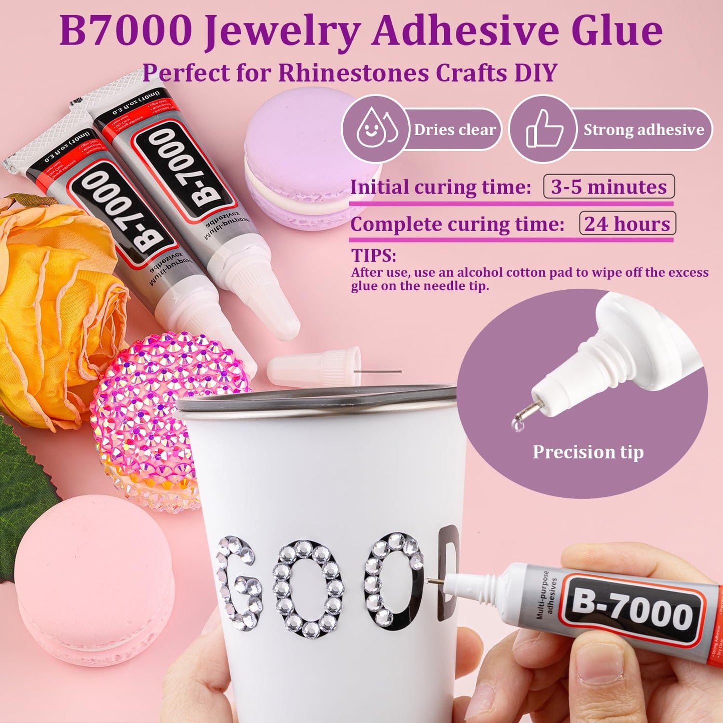 18000Pcs Resin Jelly Rhinestones for Crafting, Multicolor 3mm Flatback Rainbow Gems, Bedazzling Crystal with 3Pcs 10ml B7000 Jewelry Glue for DIY Crafts Clothing Shoes Nail Art