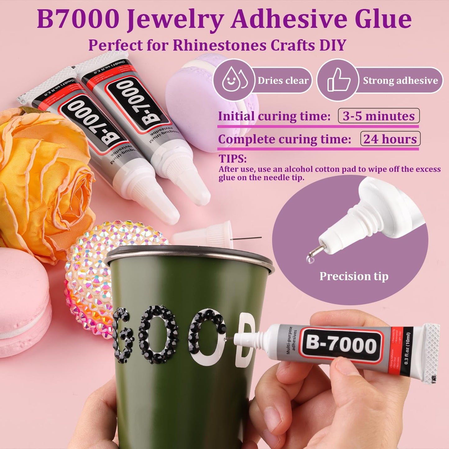 18000Pcs Resin Jelly Rhinestones for Crafting, Multicolor 3mm Flatback Rainbow Gems, Bedazzling Crystal with 3Pcs 10ml B7000 Jewelry Glue for DIY Crafts Clothing Shoes Nail Art