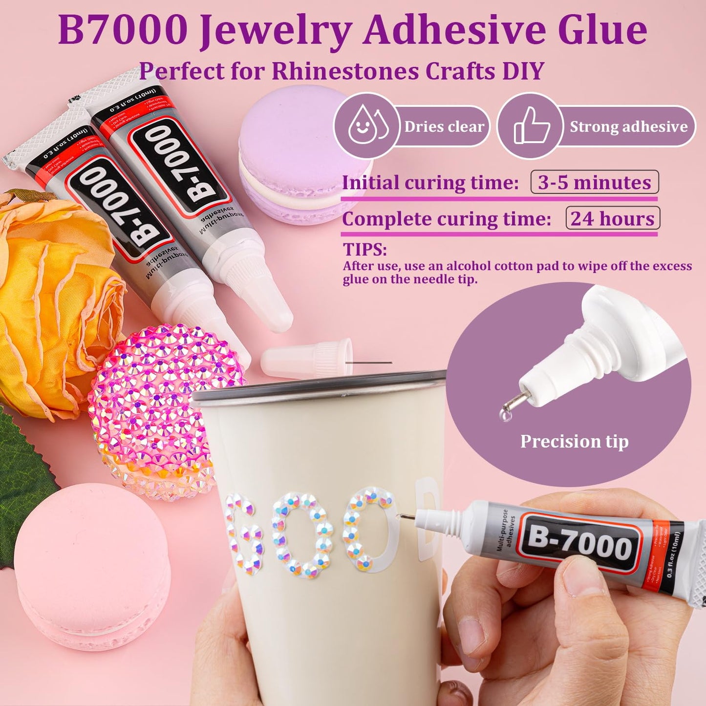 18000Pcs Resin Jelly Rhinestones for Crafting, Multicolor 3mm Flatback Rainbow Gems, Bedazzling Crystal with 3Pcs 10ml B7000 Jewelry Glue for DIY Crafts Clothing Shoes Nail Art