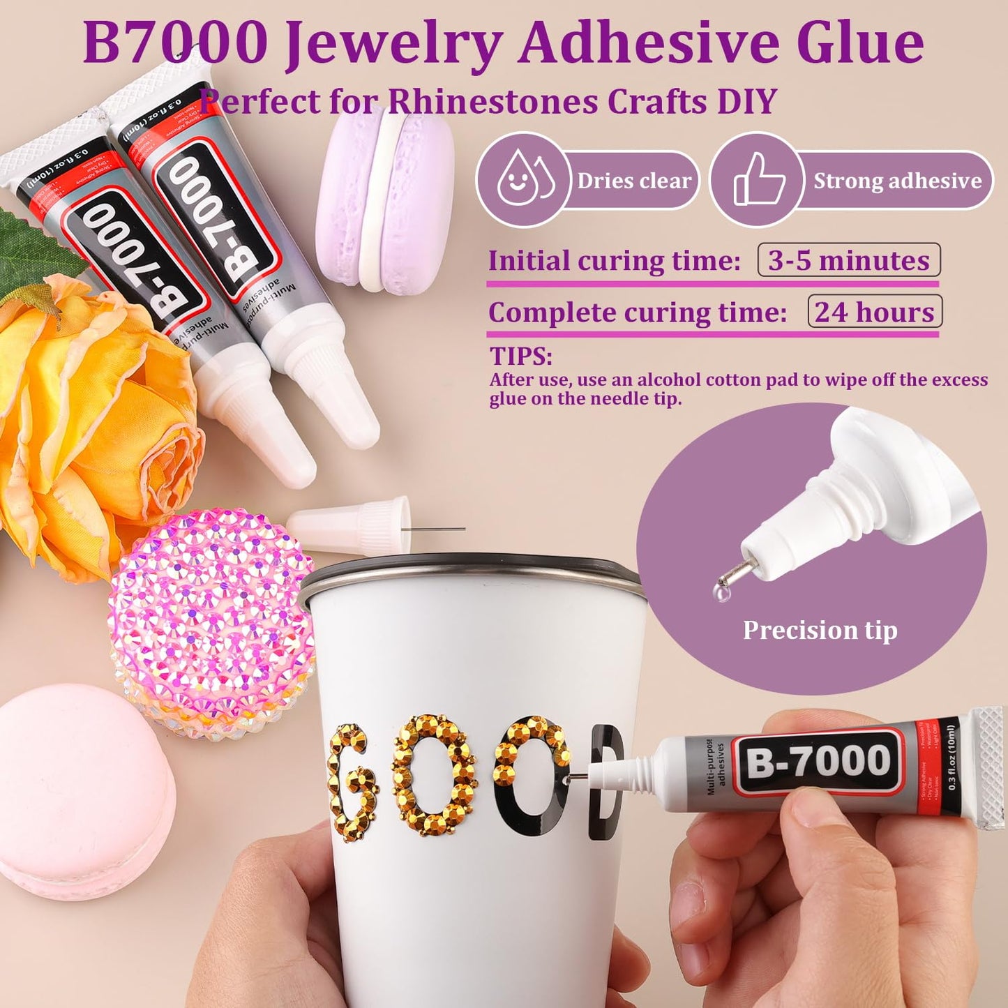 18000Pcs Resin Jelly Rhinestones for Crafting, Multicolor 3mm Flatback Rainbow Gems, Bedazzling Crystal with 3Pcs 10ml B7000 Jewelry Glue for DIY Crafts Clothing Shoes Nail Art