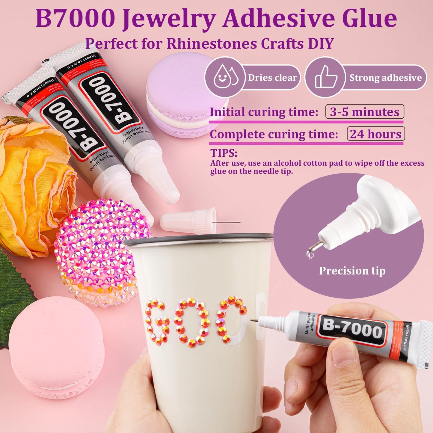 18000Pcs Resin Jelly Rhinestones for Crafting, Multicolor 3mm Flatback Rainbow Gems, Bedazzling Crystal with 3Pcs 10ml B7000 Jewelry Glue for DIY Crafts Clothing Shoes Nail Art