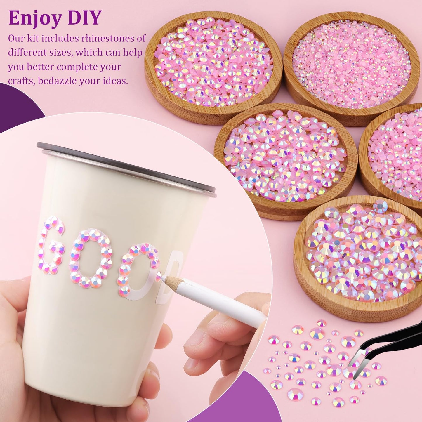 18000Pcs Resin Jelly Rhinestones for Crafting, Multicolor 3mm Flatback Rainbow Gems, Bedazzling Crystal with 3Pcs 10ml B7000 Jewelry Glue for DIY Crafts Clothing Shoes Nail Art