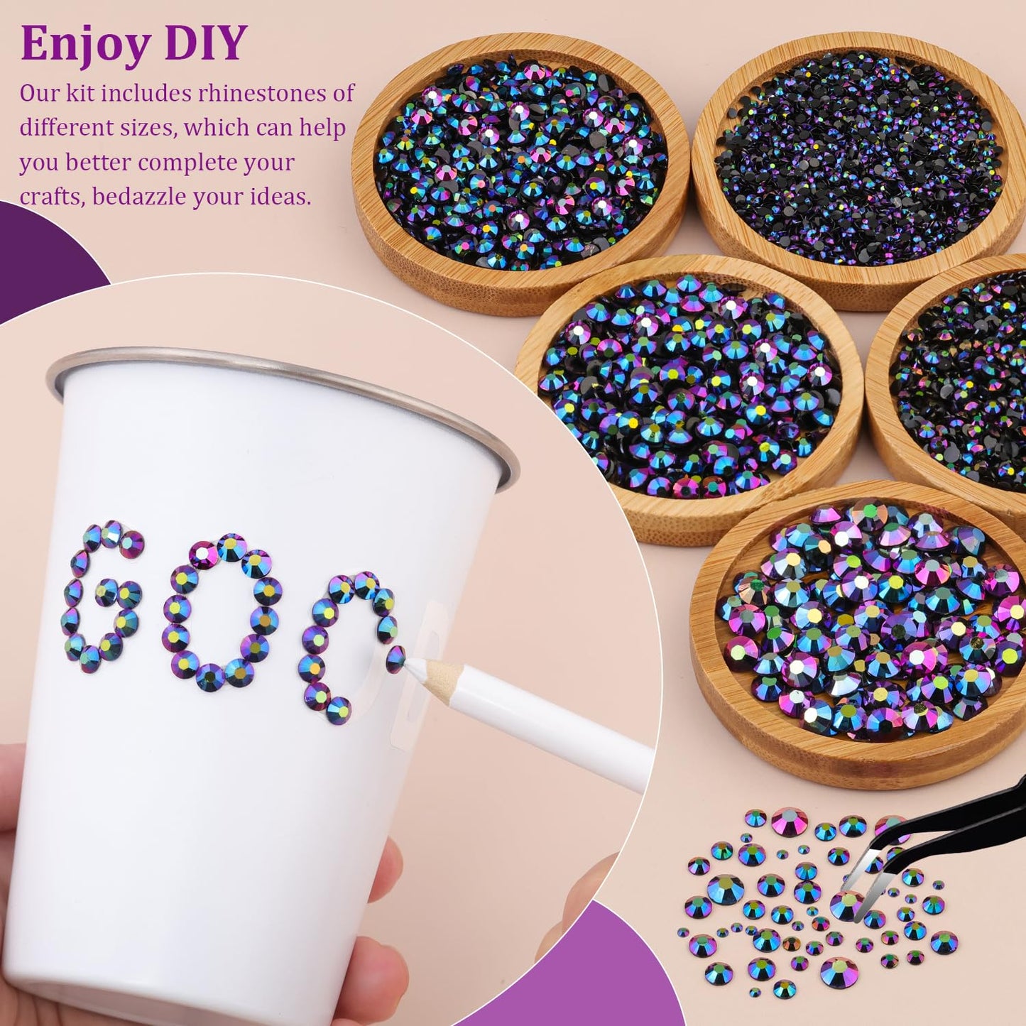18000Pcs Resin Jelly Rhinestones for Crafting, Multicolor 3mm Flatback Rainbow Gems, Bedazzling Crystal with 3Pcs 10ml B7000 Jewelry Glue for DIY Crafts Clothing Shoes Nail Art