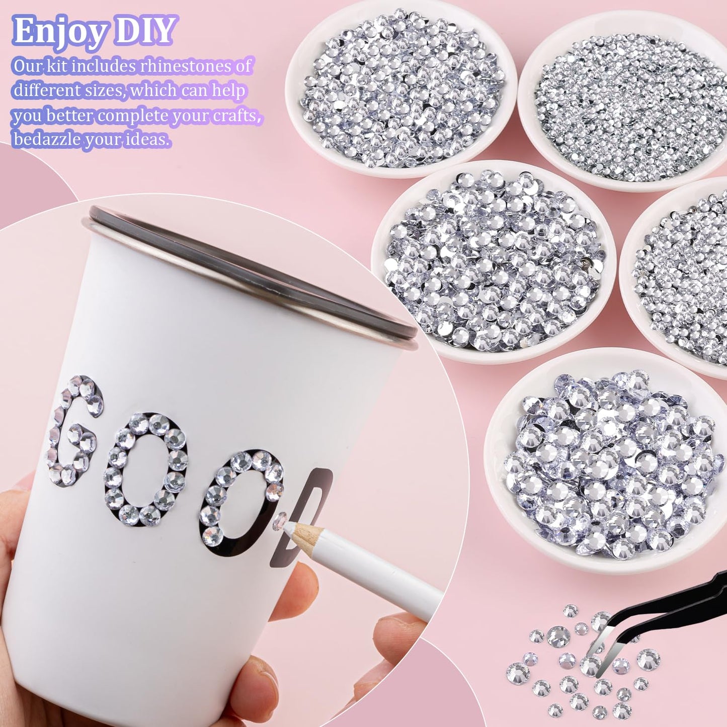 18000Pcs Resin Jelly Rhinestones for Crafting, Multicolor 3mm Flatback Rainbow Gems, Bedazzling Crystal with 3Pcs 10ml B7000 Jewelry Glue for DIY Crafts Clothing Shoes Nail Art