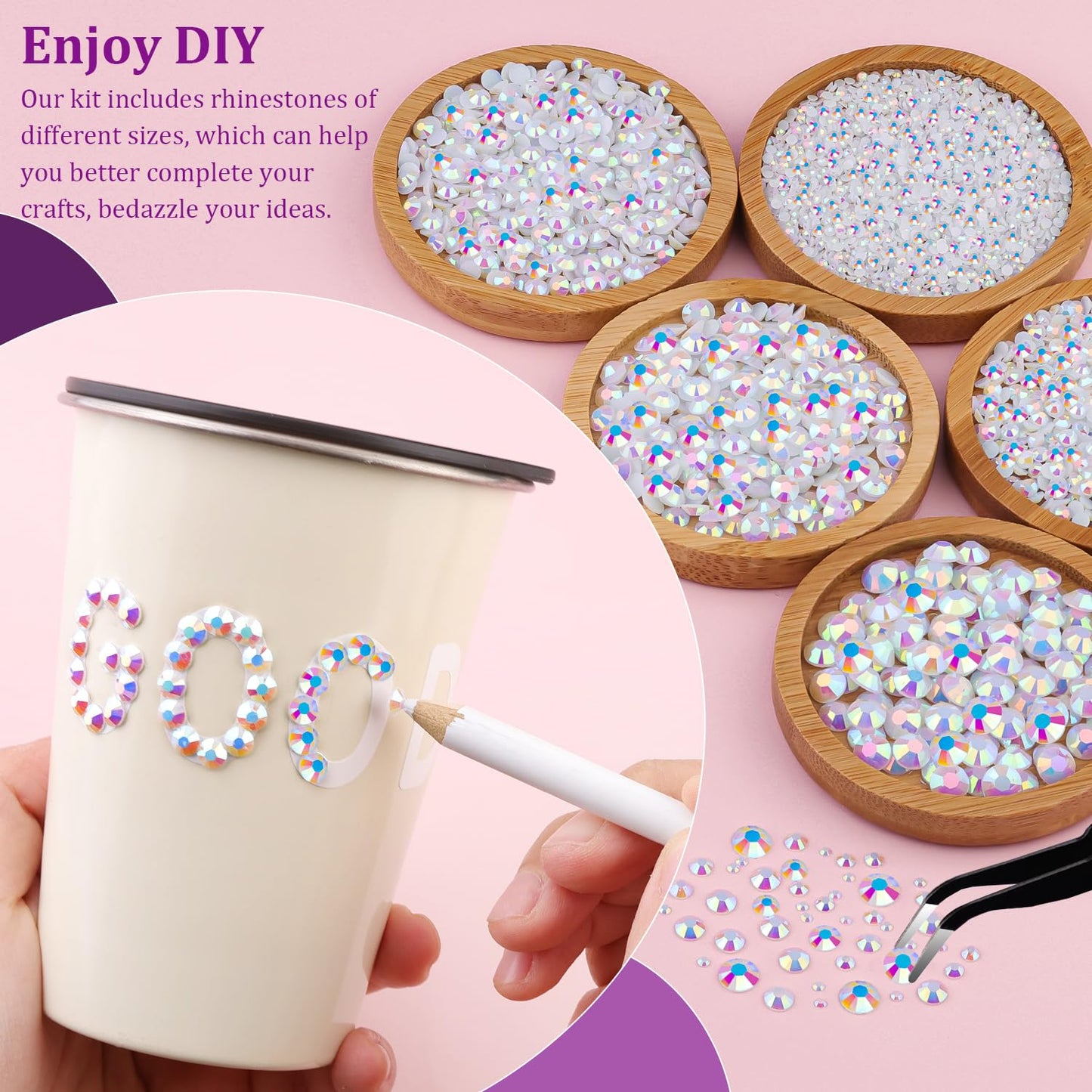 18000Pcs Resin Jelly Rhinestones for Crafting, Multicolor 3mm Flatback Rainbow Gems, Bedazzling Crystal with 3Pcs 10ml B7000 Jewelry Glue for DIY Crafts Clothing Shoes Nail Art