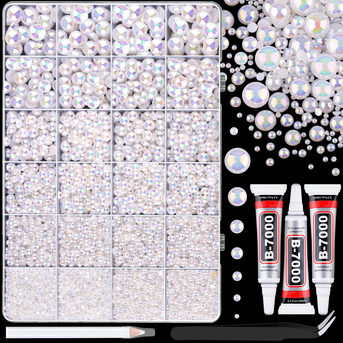 18000Pcs Resin Jelly Rhinestones for Crafting, Multicolor 3mm Flatback Rainbow Gems, Bedazzling Crystal with 3Pcs 10ml B7000 Jewelry Glue for DIY Crafts Clothing Shoes Nail Art
