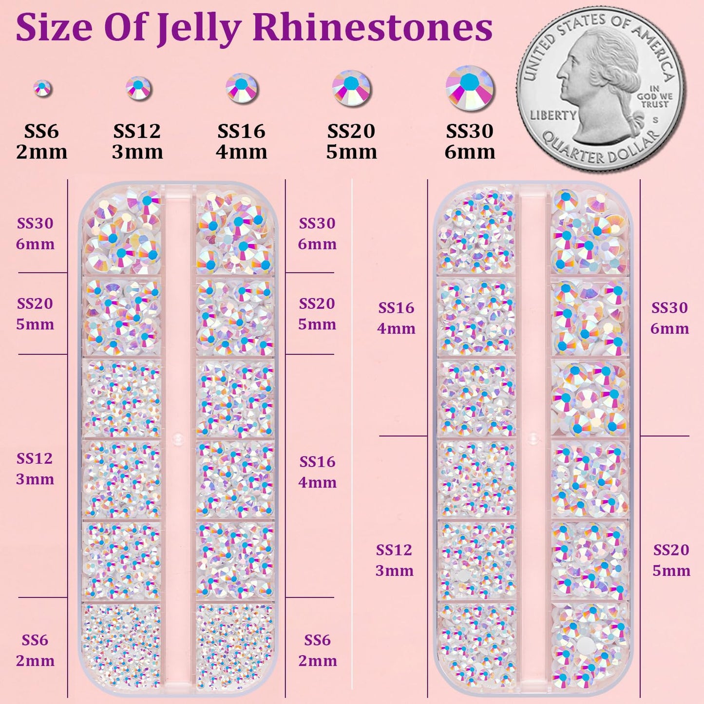 18000Pcs Resin Jelly Rhinestones for Crafting, Multicolor 3mm Flatback Rainbow Gems, Bedazzling Crystal with 3Pcs 10ml B7000 Jewelry Glue for DIY Crafts Clothing Shoes Nail Art