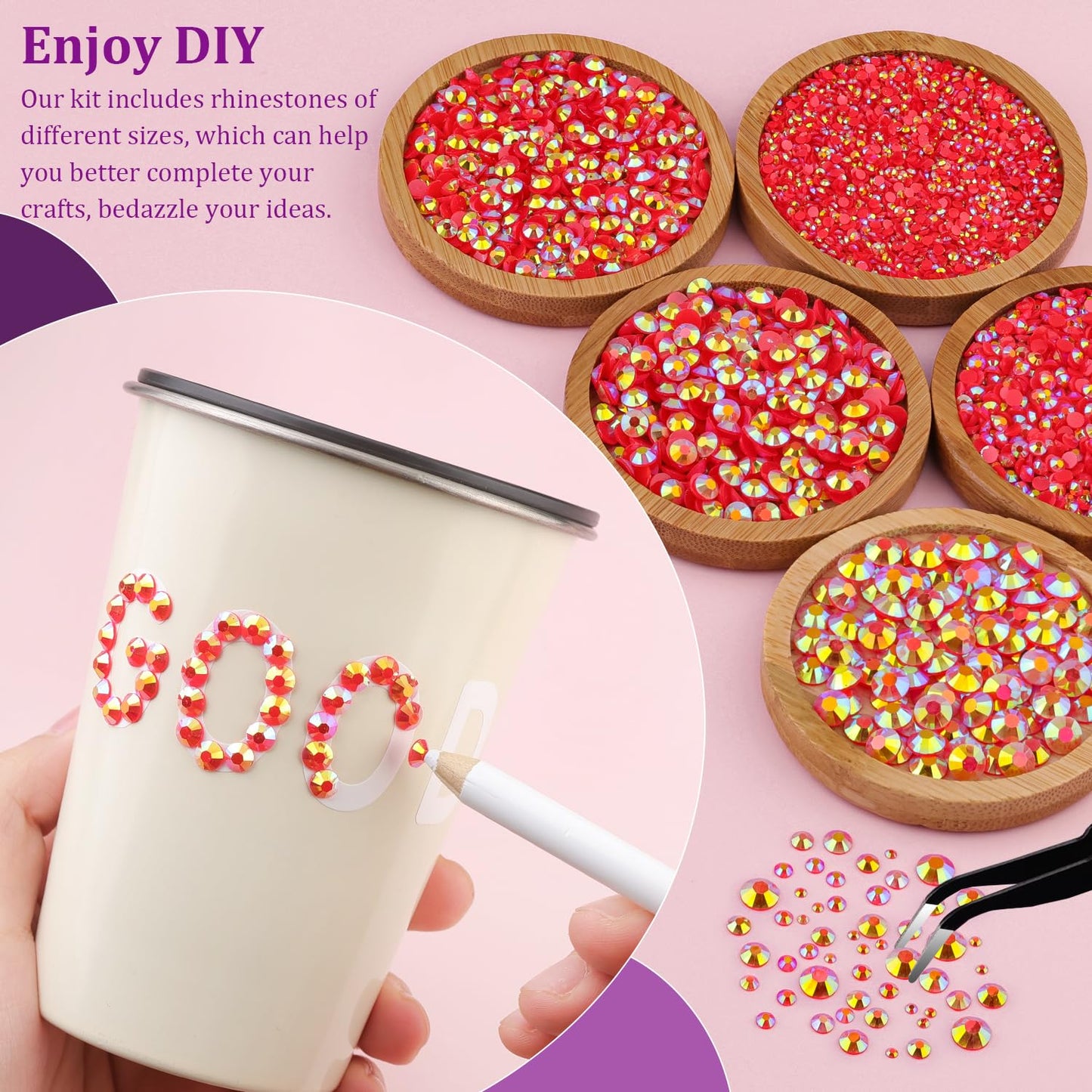 18000Pcs Resin Jelly Rhinestones for Crafting, Multicolor 3mm Flatback Rainbow Gems, Bedazzling Crystal with 3Pcs 10ml B7000 Jewelry Glue for DIY Crafts Clothing Shoes Nail Art