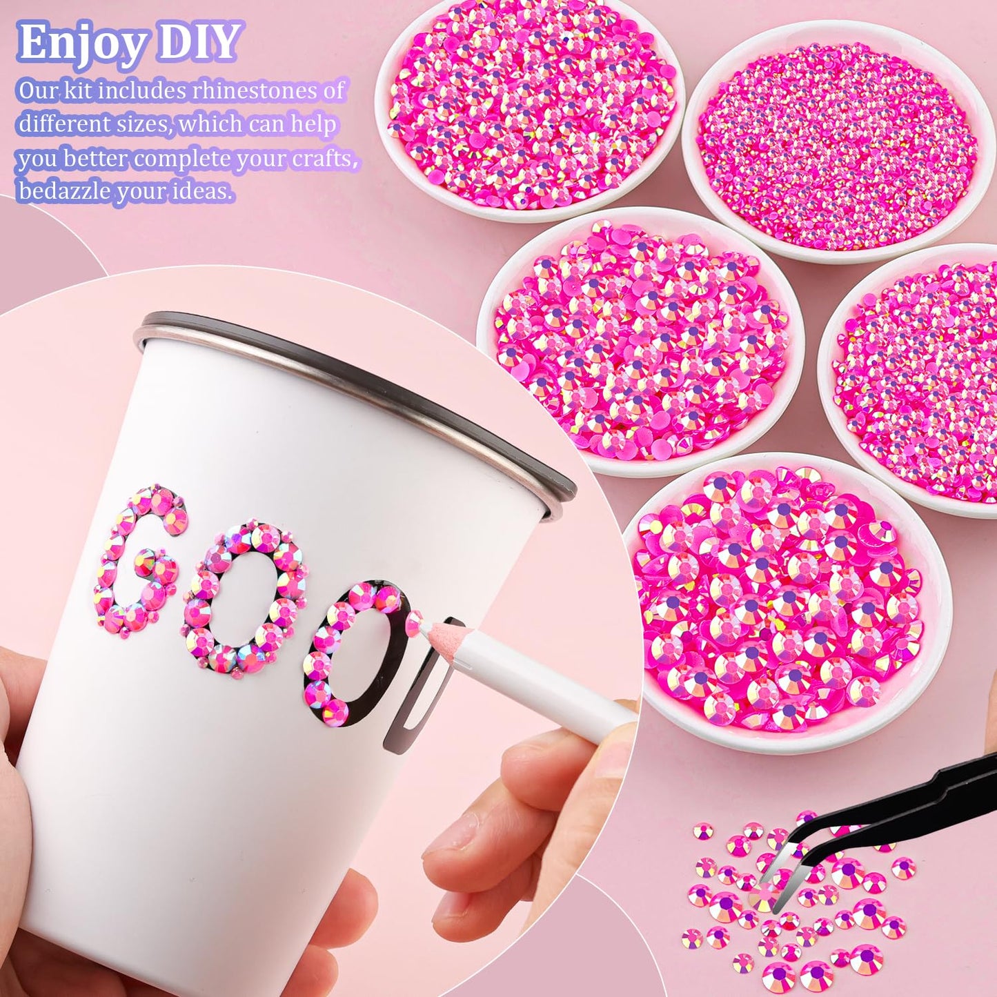 18000Pcs Resin Jelly Rhinestones for Crafting, Multicolor 3mm Flatback Rainbow Gems, Bedazzling Crystal with 3Pcs 10ml B7000 Jewelry Glue for DIY Crafts Clothing Shoes Nail Art