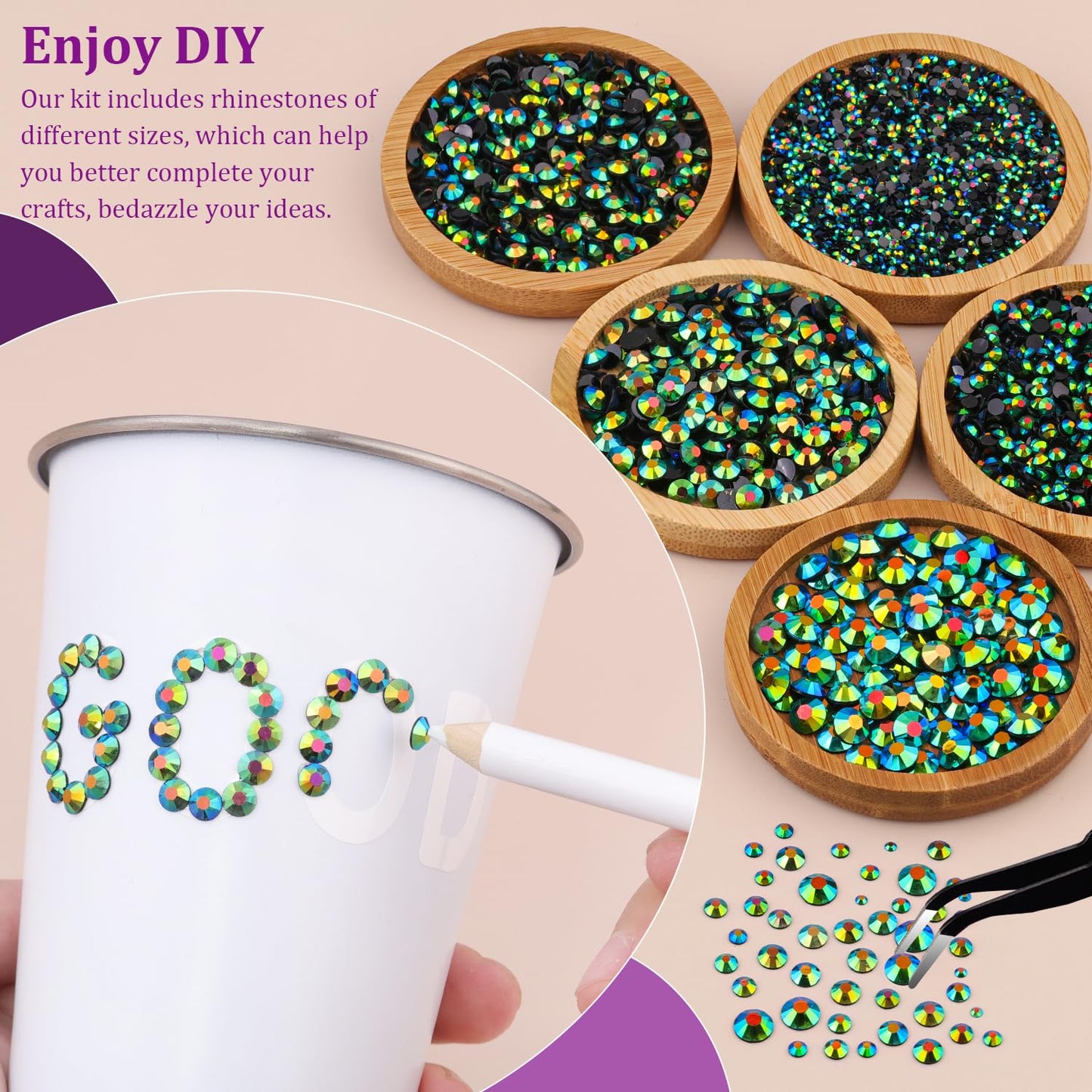 18000Pcs Resin Jelly Rhinestones for Crafting, Multicolor 3mm Flatback Rainbow Gems, Bedazzling Crystal with 3Pcs 10ml B7000 Jewelry Glue for DIY Crafts Clothing Shoes Nail Art