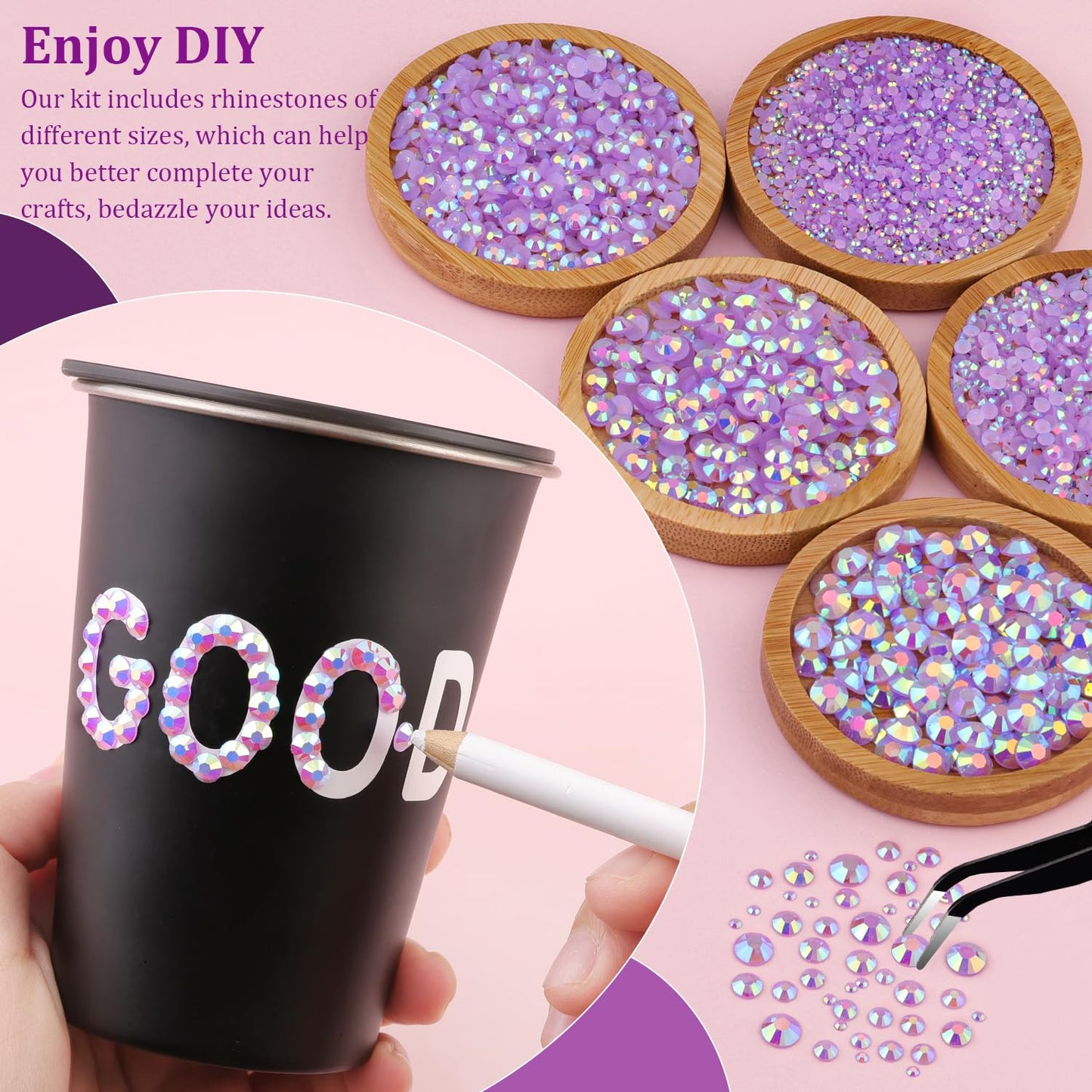 18000Pcs Resin Jelly Rhinestones for Crafting, Multicolor 3mm Flatback Rainbow Gems, Bedazzling Crystal with 3Pcs 10ml B7000 Jewelry Glue for DIY Crafts Clothing Shoes Nail Art