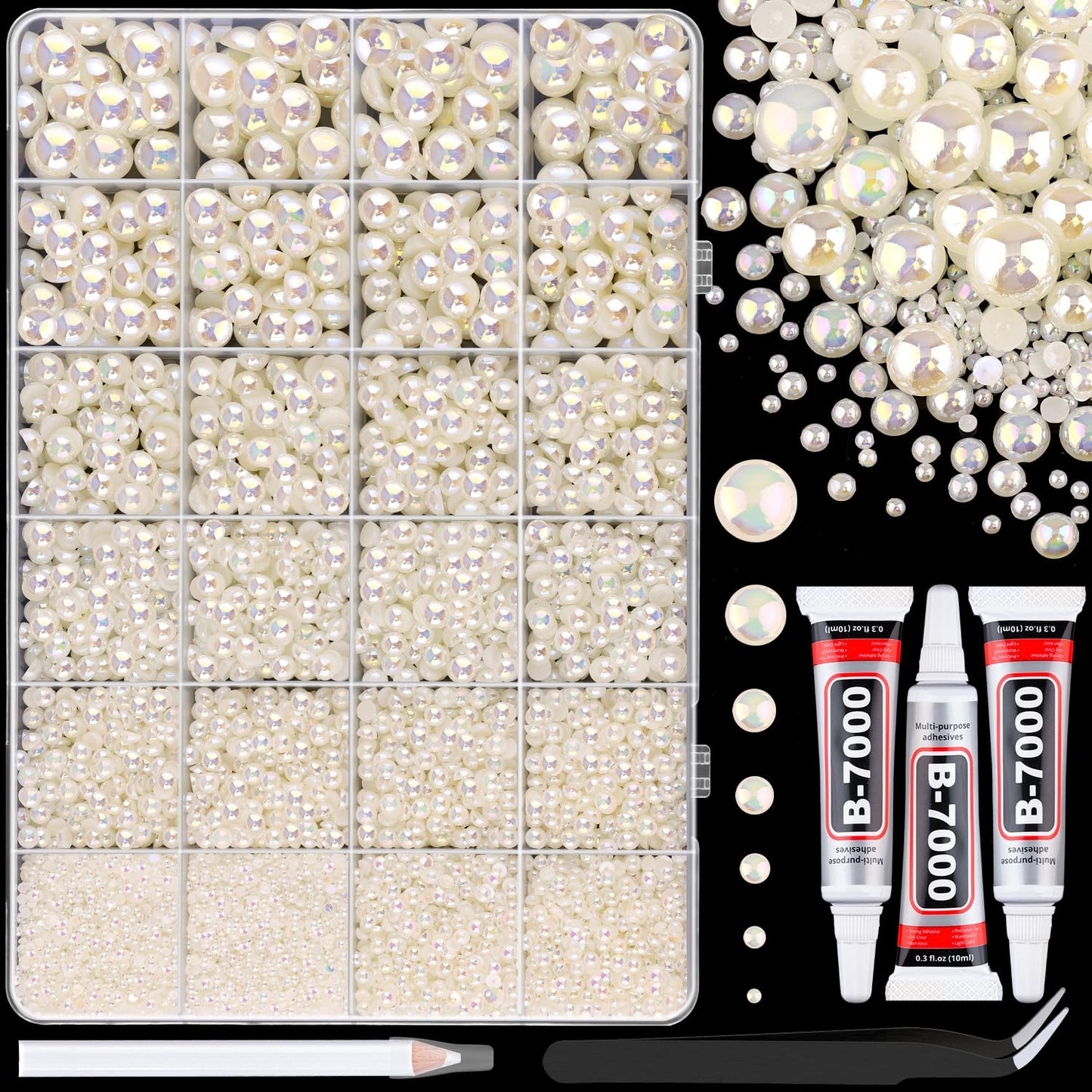 18000Pcs Resin Jelly Rhinestones for Crafting, Multicolor 3mm Flatback Rainbow Gems, Bedazzling Crystal with 3Pcs 10ml B7000 Jewelry Glue for DIY Crafts Clothing Shoes Nail Art
