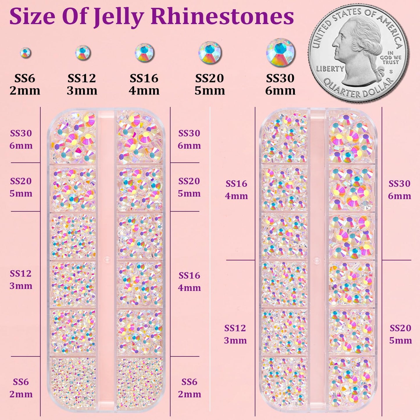18000Pcs Resin Jelly Rhinestones for Crafting, Multicolor 3mm Flatback Rainbow Gems, Bedazzling Crystal with 3Pcs 10ml B7000 Jewelry Glue for DIY Crafts Clothing Shoes Nail Art