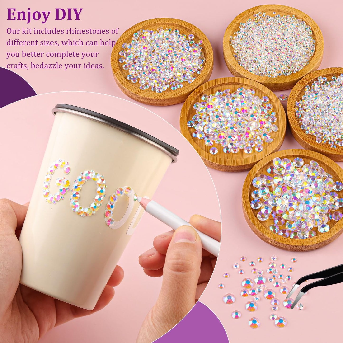 18000Pcs Resin Jelly Rhinestones for Crafting, Multicolor 3mm Flatback Rainbow Gems, Bedazzling Crystal with 3Pcs 10ml B7000 Jewelry Glue for DIY Crafts Clothing Shoes Nail Art