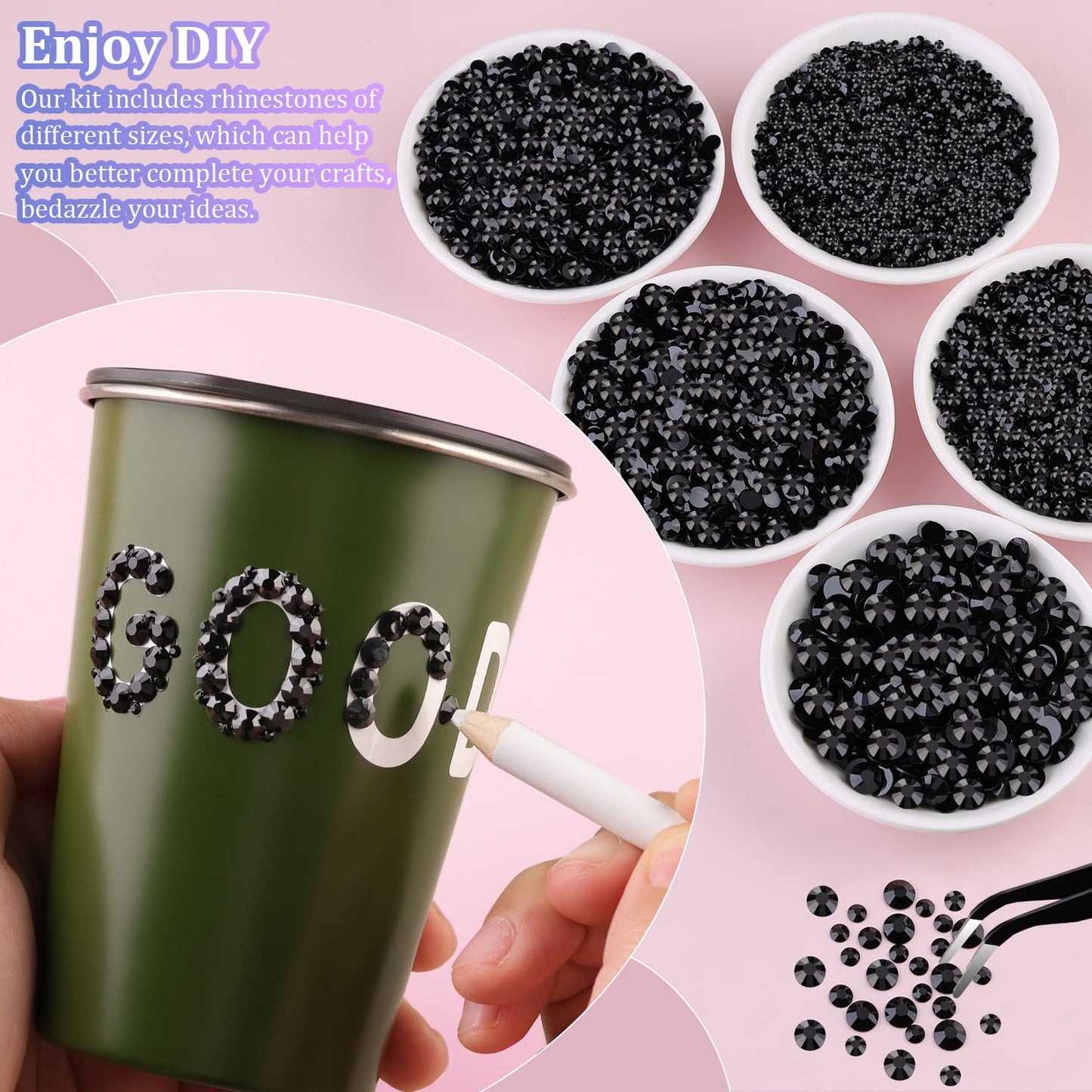 18000Pcs Resin Jelly Rhinestones for Crafting, Multicolor 3mm Flatback Rainbow Gems, Bedazzling Crystal with 3Pcs 10ml B7000 Jewelry Glue for DIY Crafts Clothing Shoes Nail Art
