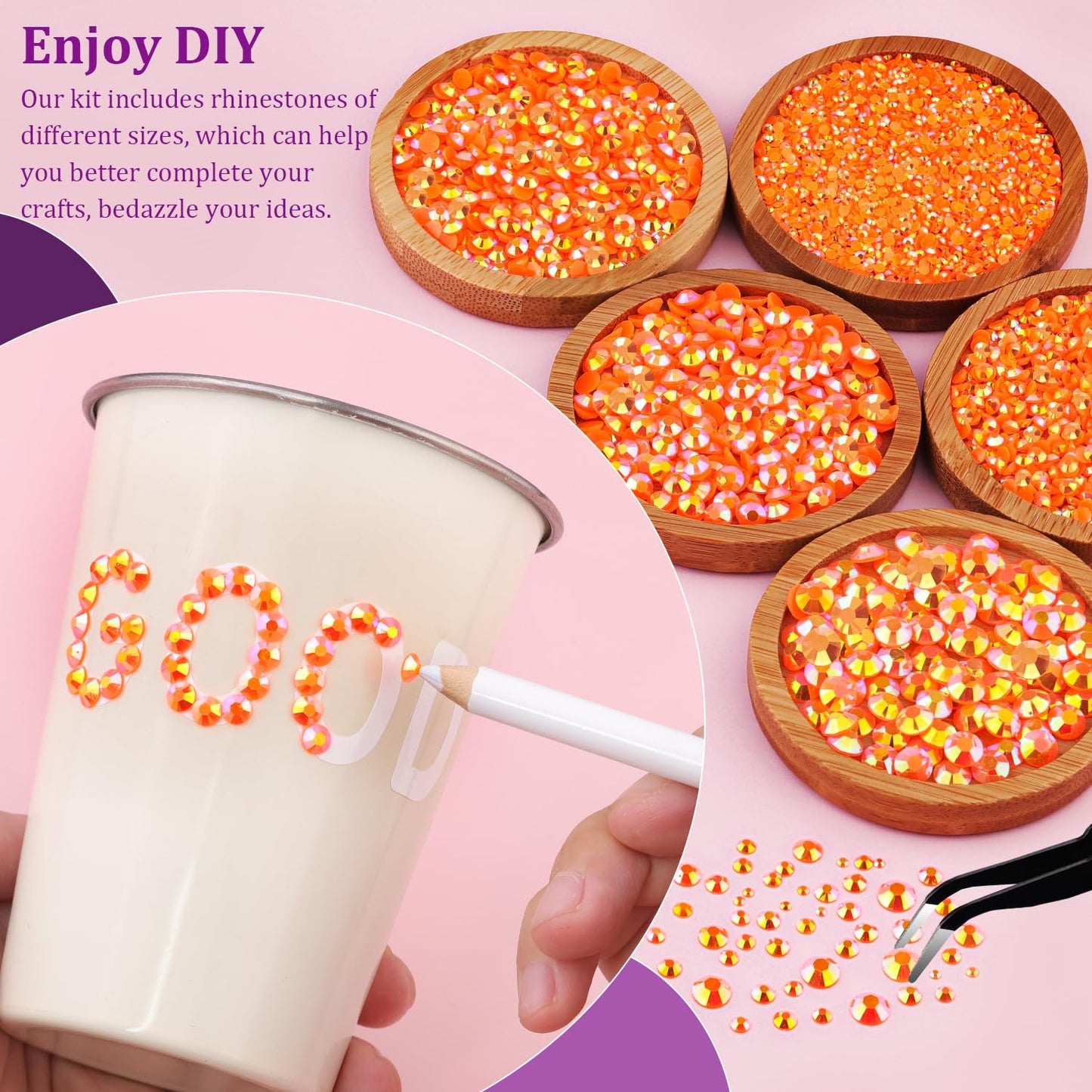 18000Pcs Resin Jelly Rhinestones for Crafting, Multicolor 3mm Flatback Rainbow Gems, Bedazzling Crystal with 3Pcs 10ml B7000 Jewelry Glue for DIY Crafts Clothing Shoes Nail Art