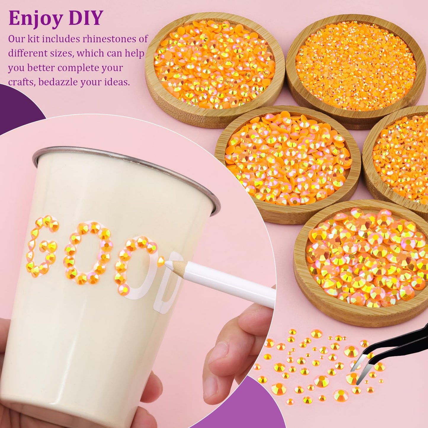18000Pcs Resin Jelly Rhinestones for Crafting, Multicolor 3mm Flatback Rainbow Gems, Bedazzling Crystal with 3Pcs 10ml B7000 Jewelry Glue for DIY Crafts Clothing Shoes Nail Art