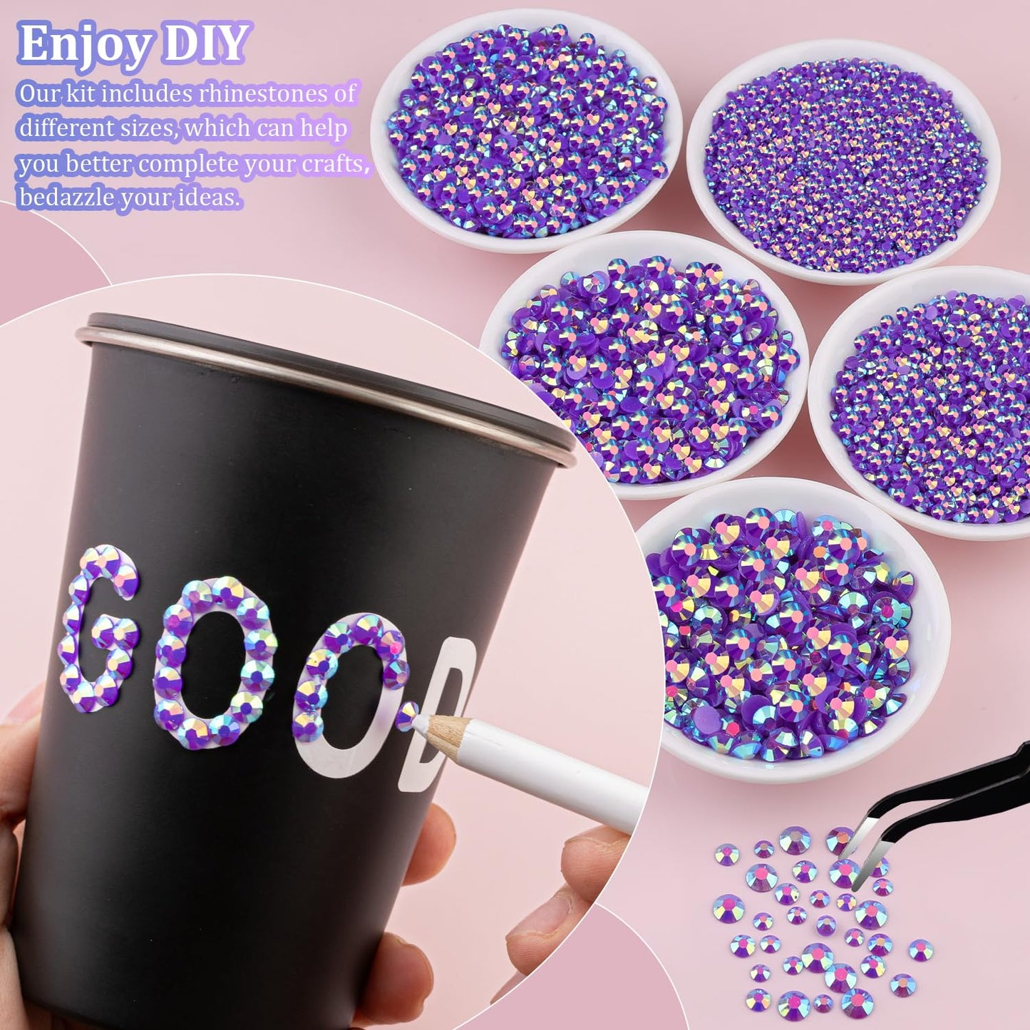 18000Pcs Resin Jelly Rhinestones for Crafting, Multicolor 3mm Flatback Rainbow Gems, Bedazzling Crystal with 3Pcs 10ml B7000 Jewelry Glue for DIY Crafts Clothing Shoes Nail Art