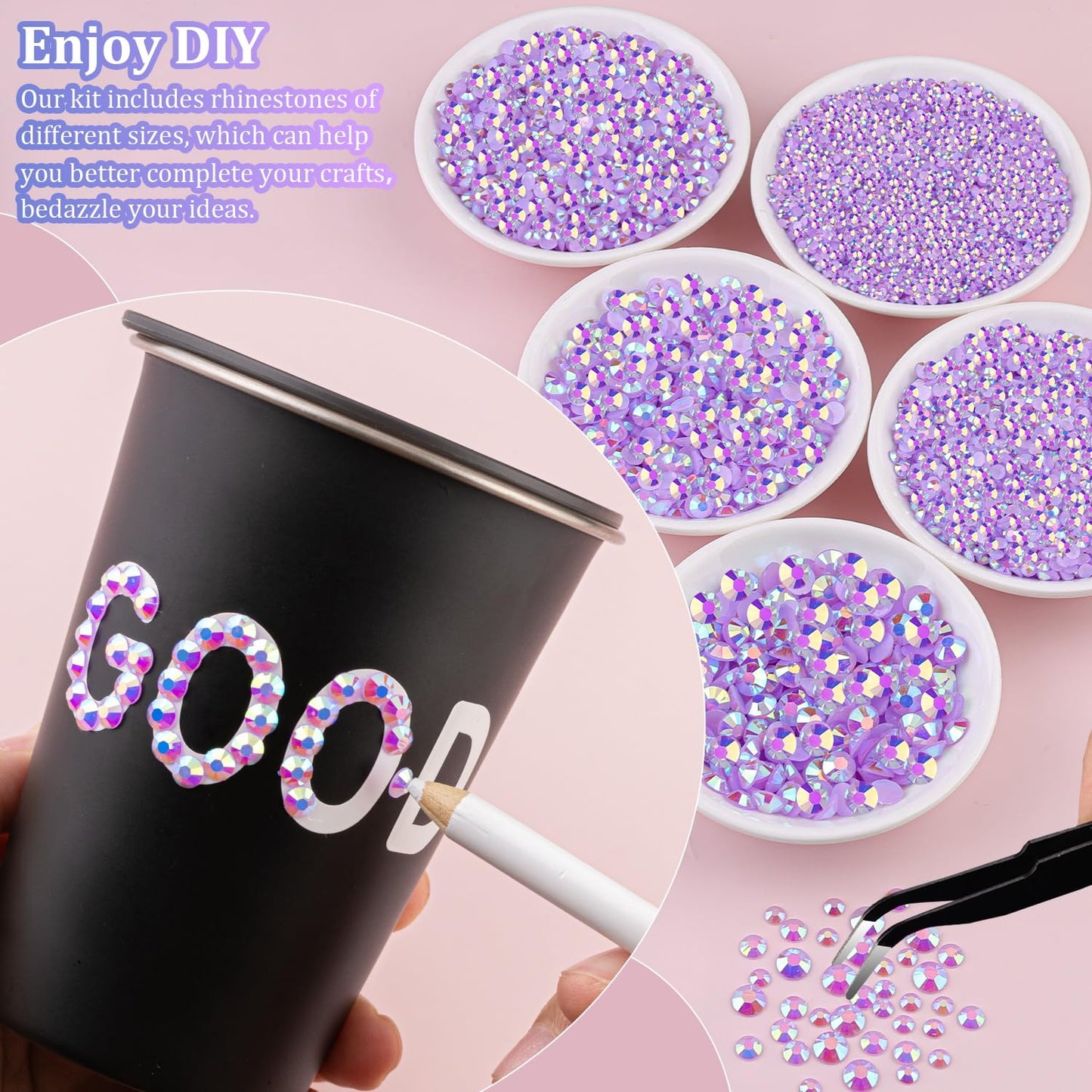 18000Pcs Resin Jelly Rhinestones for Crafting, Multicolor 3mm Flatback Rainbow Gems, Bedazzling Crystal with 3Pcs 10ml B7000 Jewelry Glue for DIY Crafts Clothing Shoes Nail Art