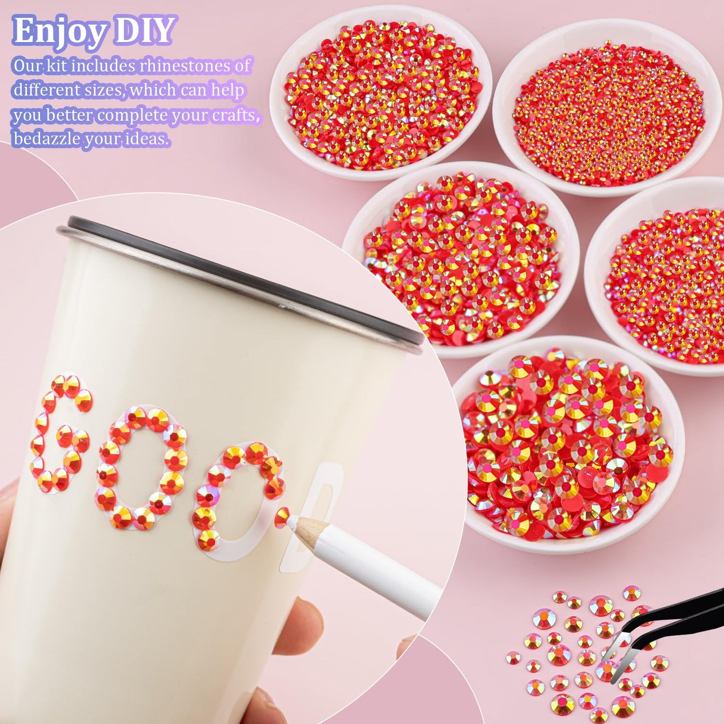 18000Pcs Resin Jelly Rhinestones for Crafting, Multicolor 3mm Flatback Rainbow Gems, Bedazzling Crystal with 3Pcs 10ml B7000 Jewelry Glue for DIY Crafts Clothing Shoes Nail Art