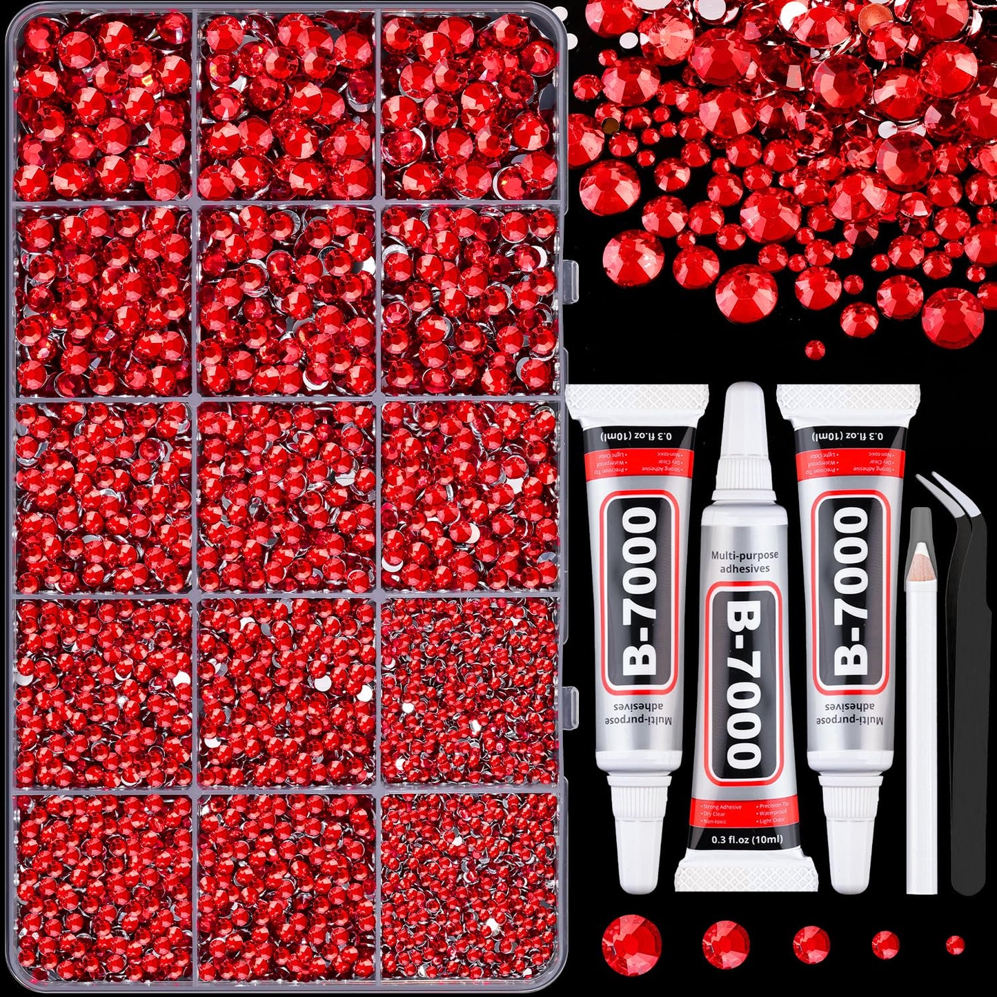 18000Pcs Resin Jelly Rhinestones for Crafting, Multicolor 3mm Flatback Rainbow Gems, Bedazzling Crystal with 3Pcs 10ml B7000 Jewelry Glue for DIY Crafts Clothing Shoes Nail Art