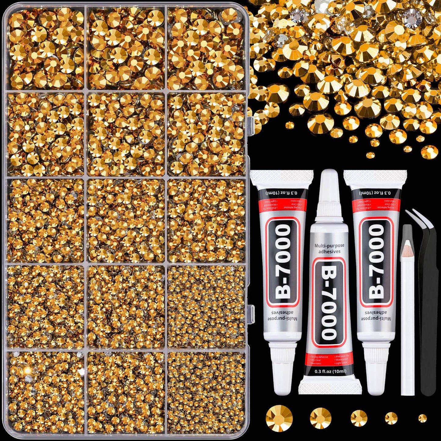 18000Pcs Resin Jelly Rhinestones for Crafting, Multicolor 3mm Flatback Rainbow Gems, Bedazzling Crystal with 3Pcs 10ml B7000 Jewelry Glue for DIY Crafts Clothing Shoes Nail Art