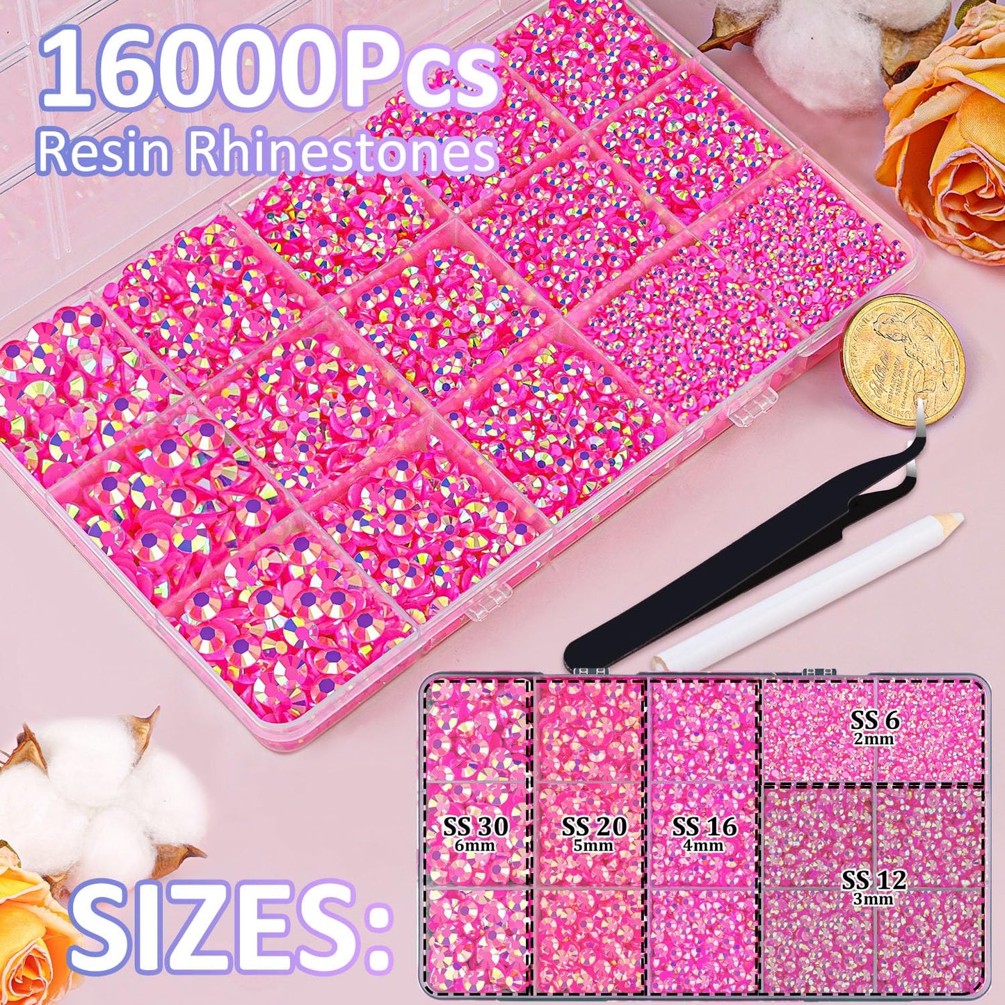 18000Pcs Resin Jelly Rhinestones for Crafting, Multicolor 3mm Flatback Rainbow Gems, Bedazzling Crystal with 3Pcs 10ml B7000 Jewelry Glue for DIY Crafts Clothing Shoes Nail Art