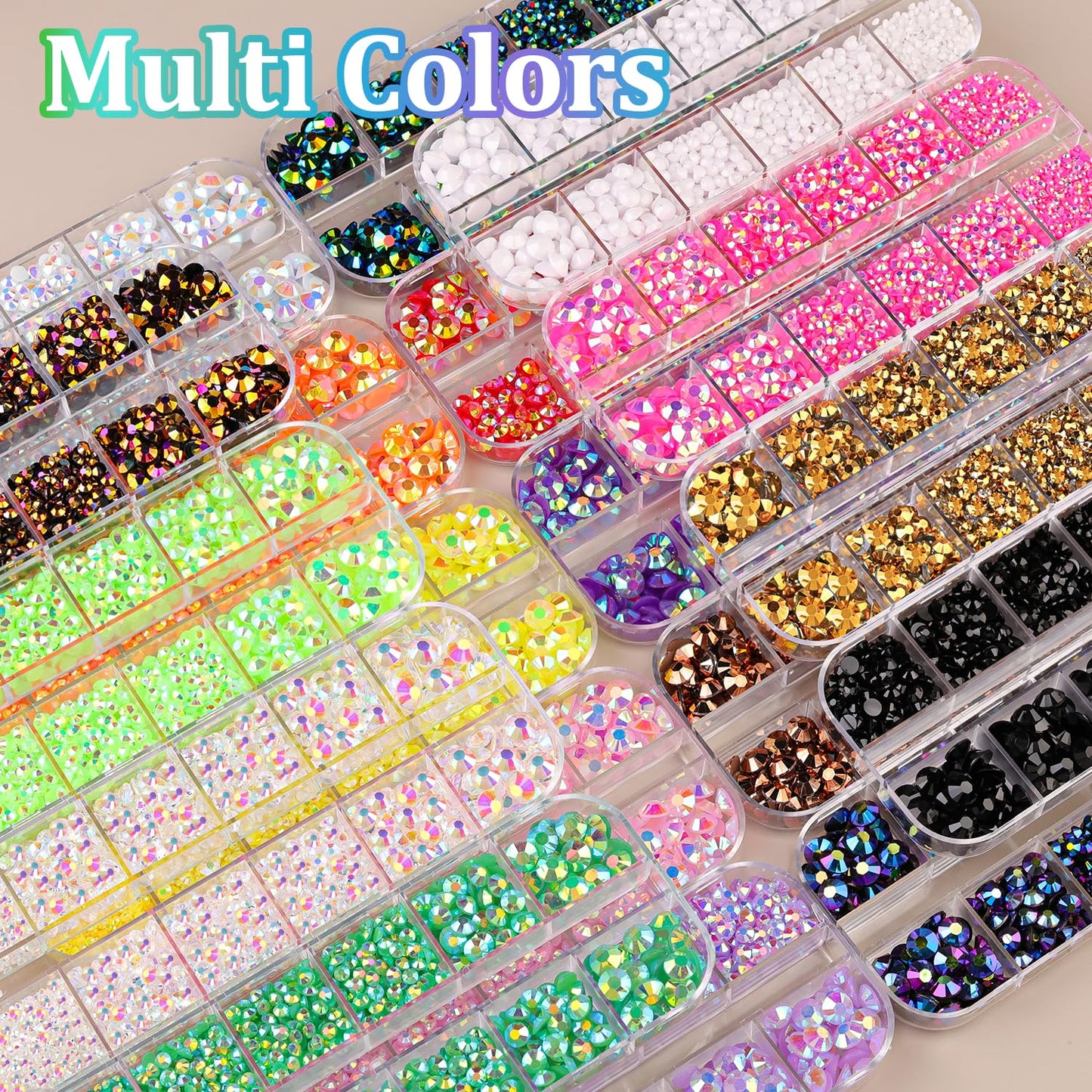 18000Pcs Resin Jelly Rhinestones for Crafting, Multicolor 3mm Flatback Rainbow Gems, Bedazzling Crystal with 3Pcs 10ml B7000 Jewelry Glue for DIY Crafts Clothing Shoes Nail Art