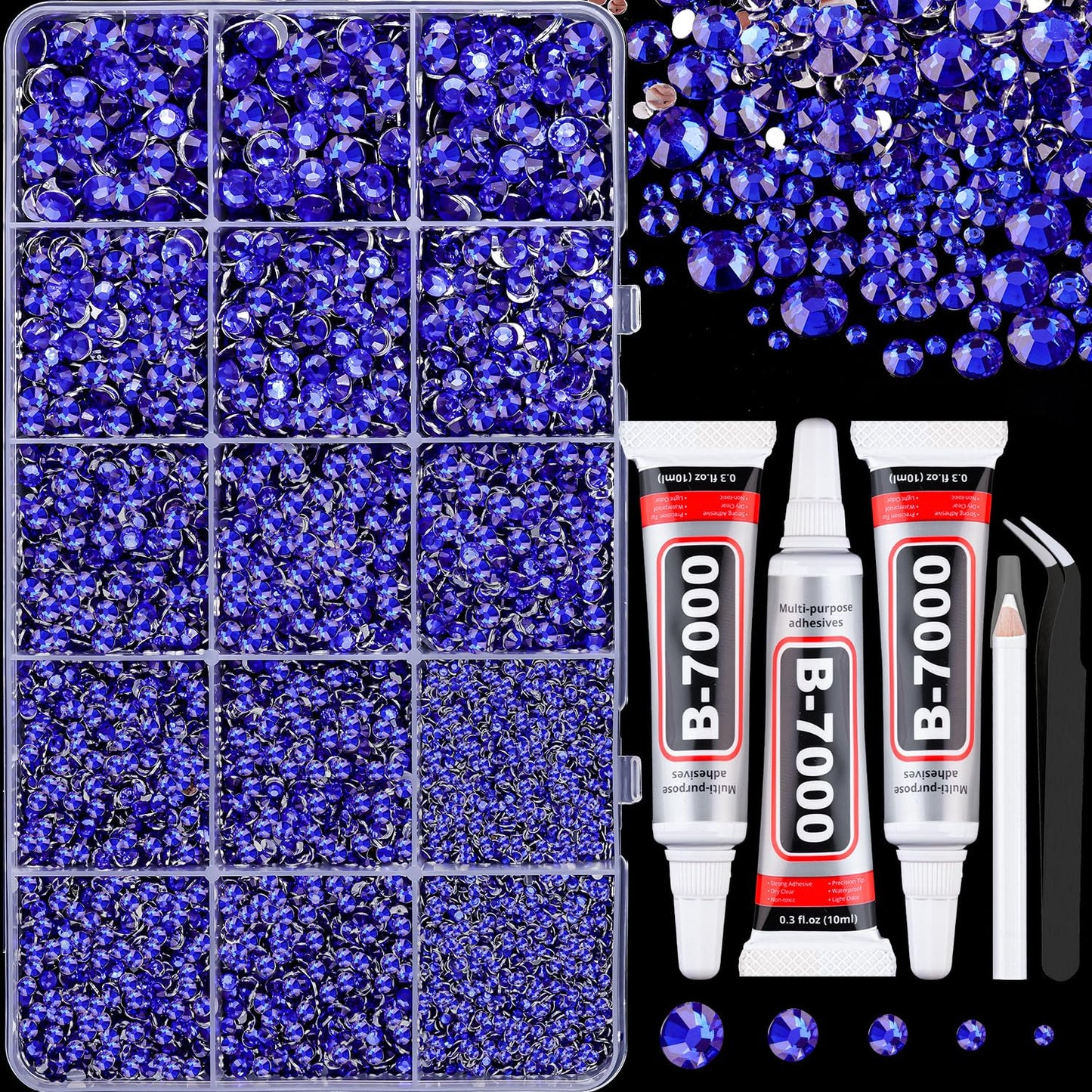 18000Pcs Resin Jelly Rhinestones for Crafting, Multicolor 3mm Flatback Rainbow Gems, Bedazzling Crystal with 3Pcs 10ml B7000 Jewelry Glue for DIY Crafts Clothing Shoes Nail Art