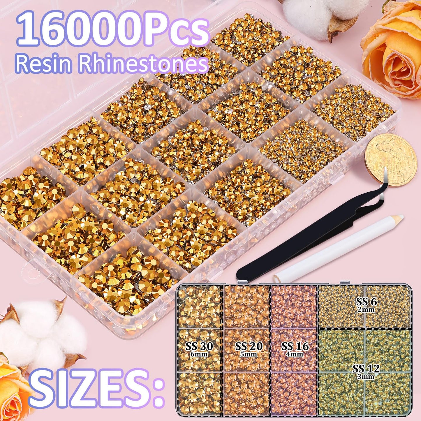 18000Pcs Resin Jelly Rhinestones for Crafting, Multicolor 3mm Flatback Rainbow Gems, Bedazzling Crystal with 3Pcs 10ml B7000 Jewelry Glue for DIY Crafts Clothing Shoes Nail Art