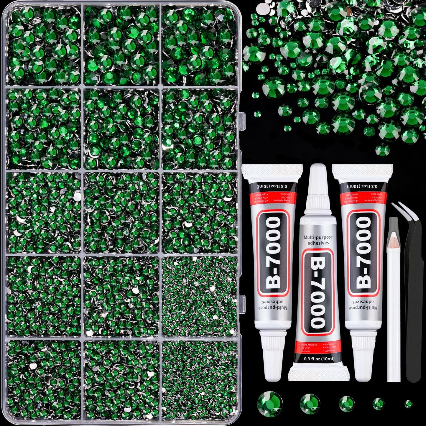 18000Pcs Resin Jelly Rhinestones for Crafting, Multicolor 3mm Flatback Rainbow Gems, Bedazzling Crystal with 3Pcs 10ml B7000 Jewelry Glue for DIY Crafts Clothing Shoes Nail Art