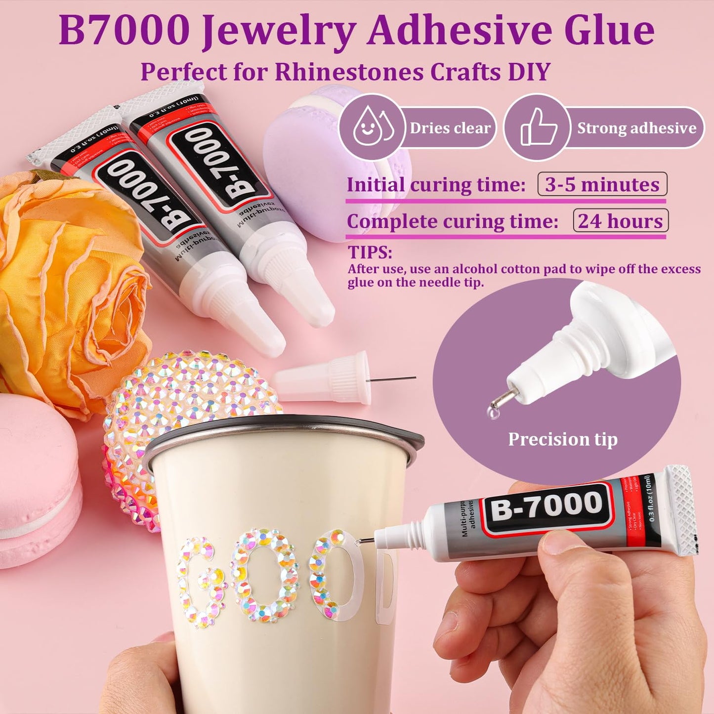 18000Pcs Resin Jelly Rhinestones for Crafting, Multicolor 3mm Flatback Rainbow Gems, Bedazzling Crystal with 3Pcs 10ml B7000 Jewelry Glue for DIY Crafts Clothing Shoes Nail Art