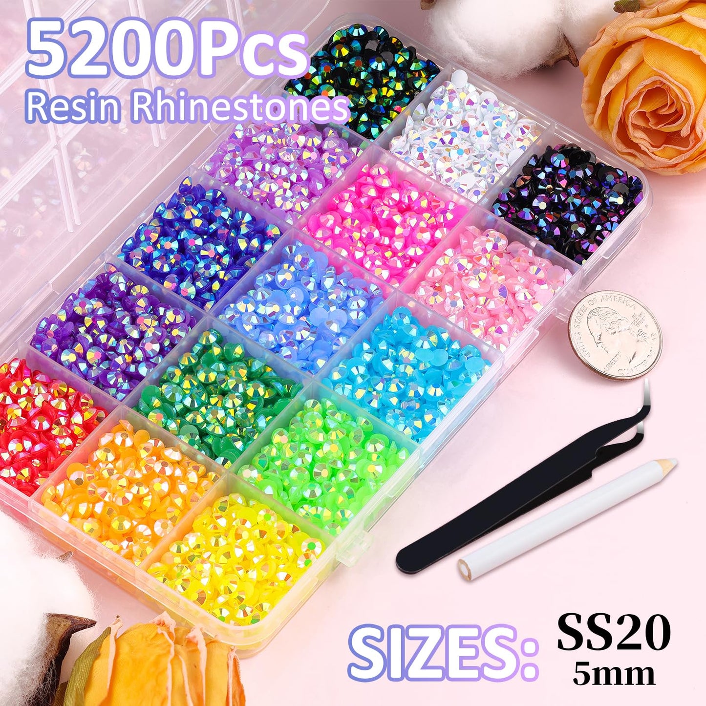 18000Pcs Resin Jelly Rhinestones for Crafting, Multicolor 3mm Flatback Rainbow Gems, Bedazzling Crystal with 3Pcs 10ml B7000 Jewelry Glue for DIY Crafts Clothing Shoes Nail Art